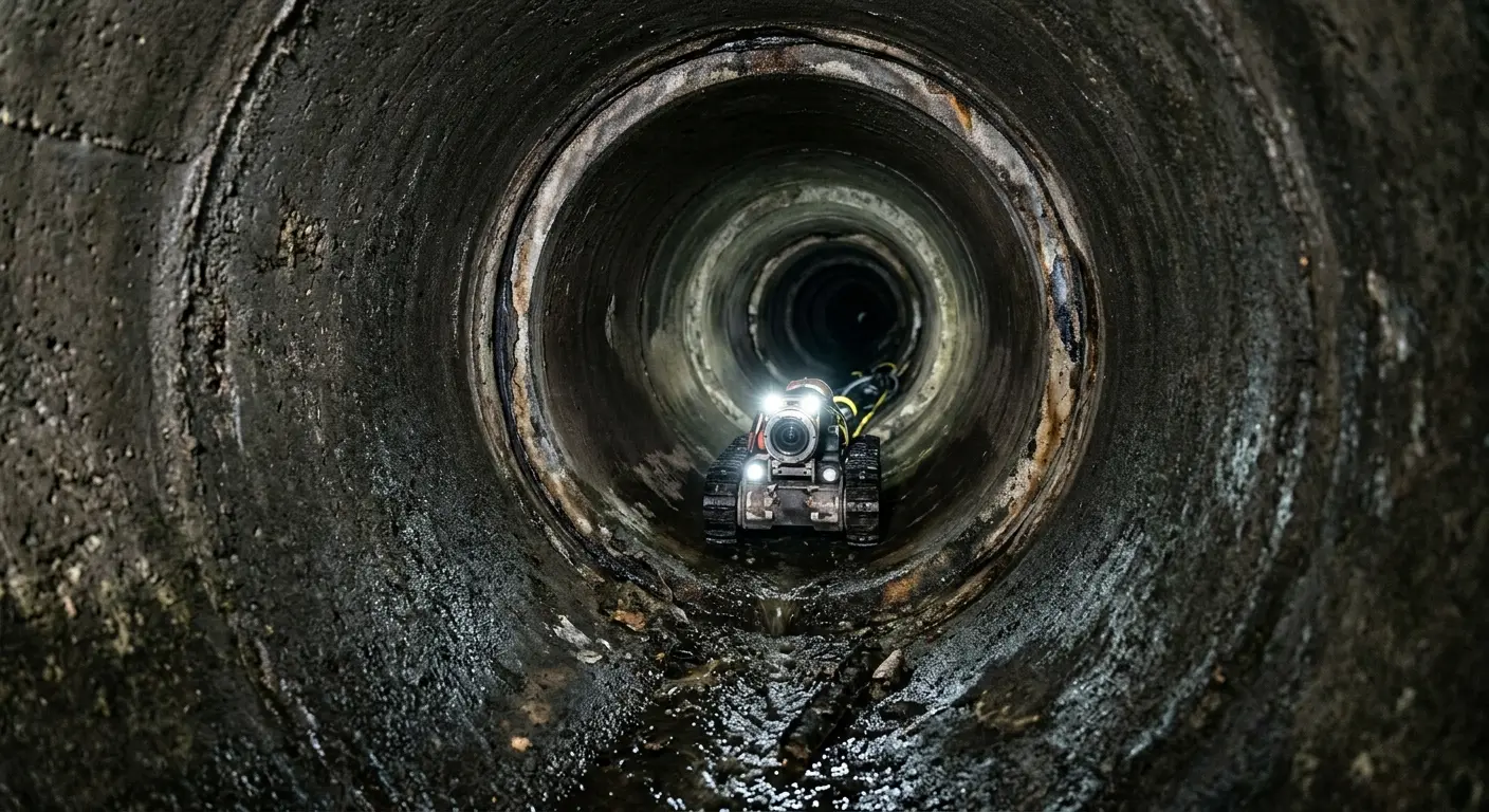 Robotic sewer camera inspecting pipe interior for Sewer Line Repair in Clearfield
